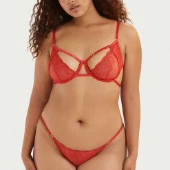 Bluebella Bra & Thong Set: Enya Red