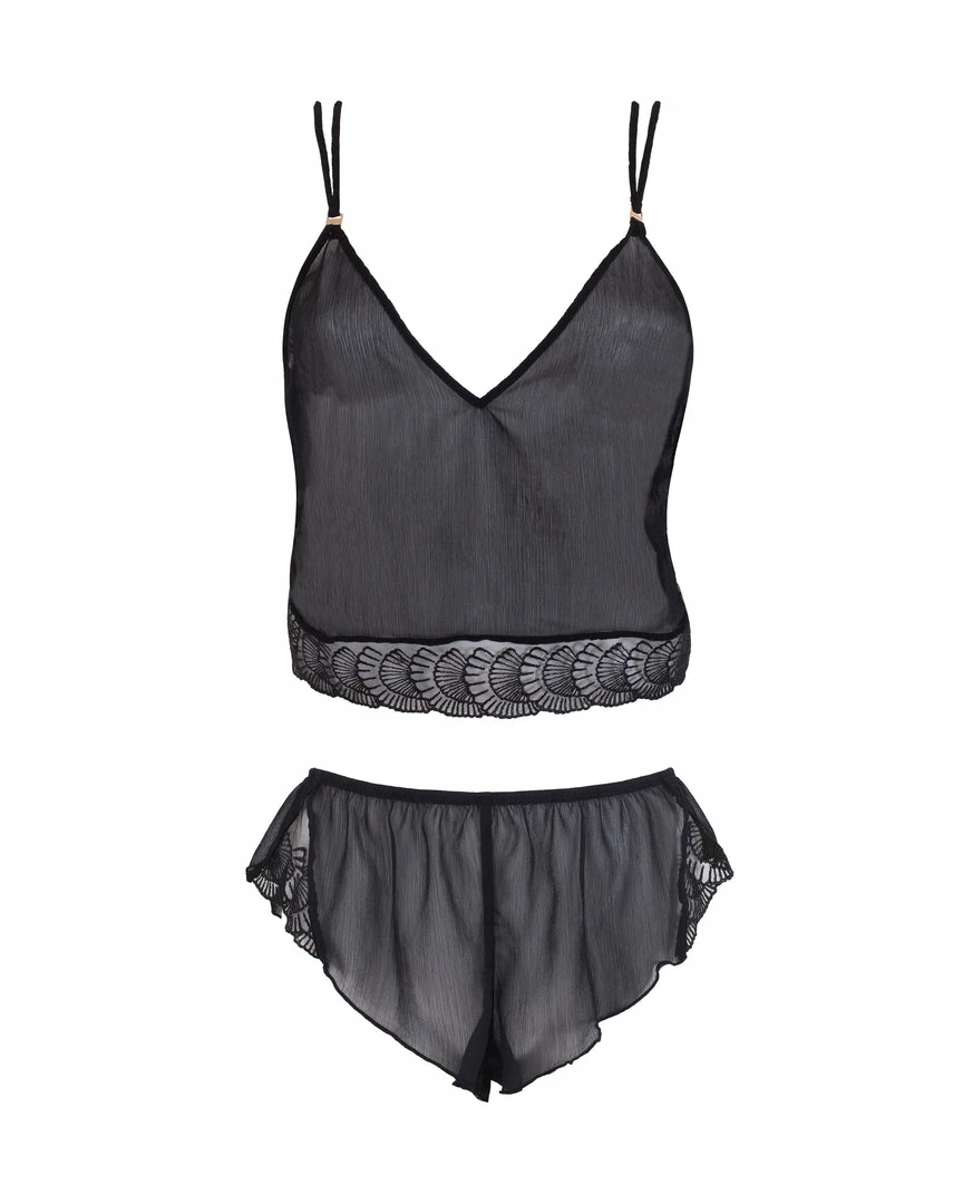 Bluebella Florence Crop Cami And Short Black Nightwear 3 Bluebella Florence Crop Cami And Short Black Nightwear