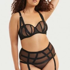 Bluebella Bra & Thong Set: Karolina High-Waist Black