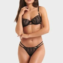 Bluebella Bra & Thong Set: Lana Black