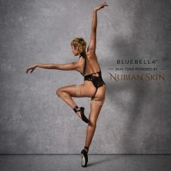 Bluebella Plain Leg/Lace Top Hold Ups Caramel Hosiery