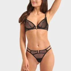 Bluebella Bra & Thong Set: Sadie Black/White