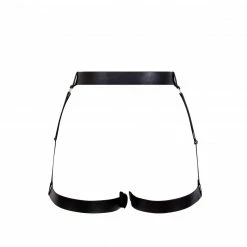 Bluebella Zadie Faux Leather Thigh Harness Black/Gold Lingerie